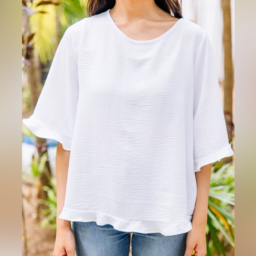 NWOT Shop the Mint "All You Have To Do White Ruffle Blouse"